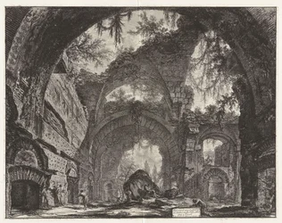 Rovine di una galleria di statue nella Villa Adriana a Tivoli [in realtà le grandi terme], da Vedute di Roma (Vedute di Roma)