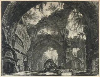 Rovine di una galleria di statue nella Villa Adriana a Tivoli
