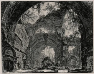 Rovine di una galleria di statue nella Villa Adriana presso Tivoli (da: Vedute di Roma)
