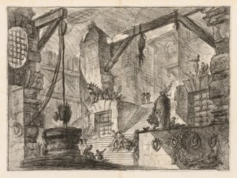 Le prigioni: Interno colonnato con una larga scala, 1745-1750