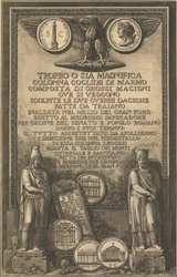 Pagina del titolo con aquila, moneta con immagine della Colonna di Traiano, sculture classiche