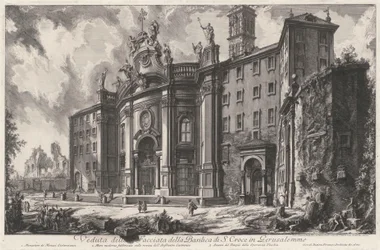 Veduta della facciata della Basilica di Santa Croce in Gerusalemme