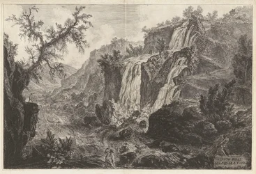 Veduta delle Cascatelle a Tivoli, da Vedute di Roma