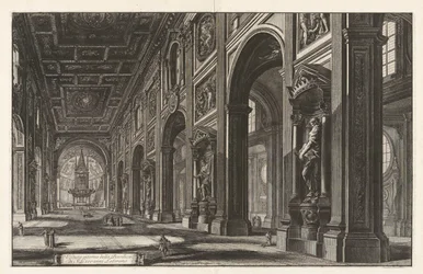 Veduta interna della Basilica di S. Giovanni Laterano, da Vedute di Roma