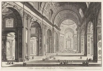 Veduta interna della Basilica di San Pietro in Vaticano, da Vedute di Roma
