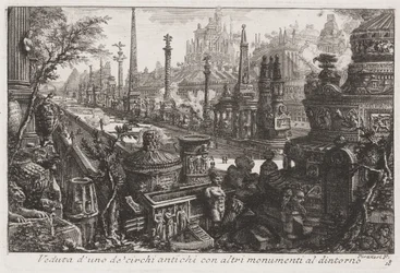 Veduta di un vecchio circo con altri monumenti all