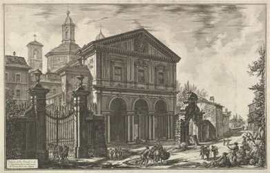 Veduta della Basilica di San Sebastiano fuori delle mura [San Sebastiano fuori dalle mura] sulla Via Appia, da Vedute di Roma (Vedute romane)