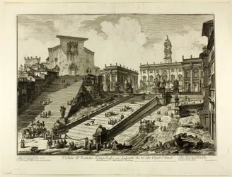Veduta del Campidoglio con la scalinata verso la Chiesa di S. Maria in Aracoeli, da Vedute di Roma
