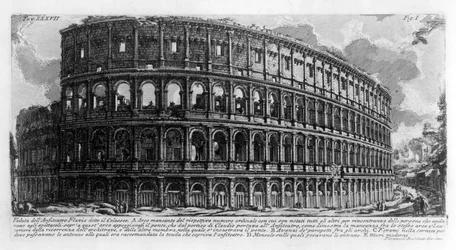 Veduta del Colosseo a Roma. Disegno di Giovanni Piranesi (conosciuto come Piranese) (1720-1778). 1756