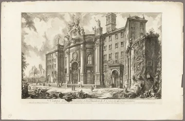Vista della facciata della Basilica di S. Croce in Gerusalemme, da Vedute di Roma