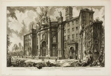 Veduta della facciata della Basilica di S. Croce in Gerusalemme, da Vedute di Roma