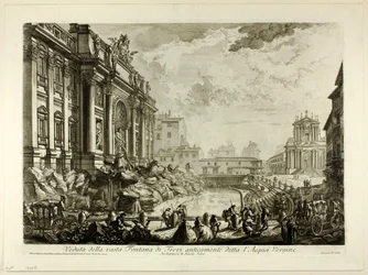 Vista della grande Fontana di Trevi precedentemente chiamata Acqua Vergine, da Vedute di Roma