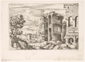 Vista sul Colosseo e dintorni a Roma (Colossaei ro prospectus, Praecipua aliquot Romanae Antiquitatis Ruinarum Monimenta)