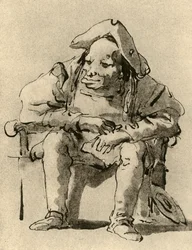 Caricatura di un uomo seduto, metà del XVIII secolo, 1928