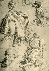 Studi di dettaglio per gli affreschi nella Kaisersaal nella Residenza di Würzburg, 1751-1752