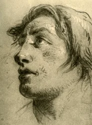 Testa di un giovane, quasi di profilo e guardando in alto, metà XVIII secolo, 1928
