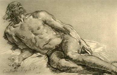 Nudo sdraiato, la metà superiore del corpo parzialmente sollevata, 1752, 1928