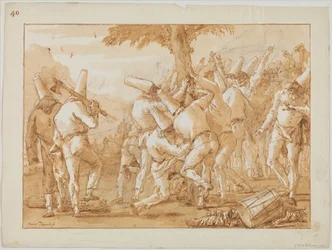 Punchinello che abbatte (o pianta) un albero, c.1800