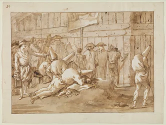 Punchinello fuori da un circo, c.1800