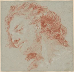 La testa di un giovane di profilo a sinistra (recto); Studi di figure allegoriche (verso)