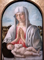Madonna che adora il bambino addormentato