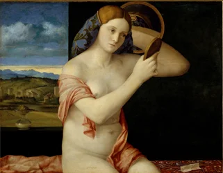 Giovane donna alla toilette