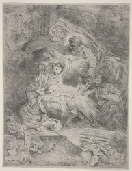La Natività con Dio Padre, la Colomba dello Spirito Santo e Angeli