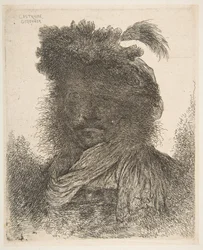 Testa di un uomo in ombra, leggermente rivolto a sinistra, dalla serie dei grandi Or..., ca. 1645-1650.