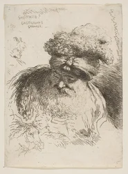 Testa di un vecchio barbuto con turbante, dalla serie di Piccole Teste in Oriente, ca. 1645-1650