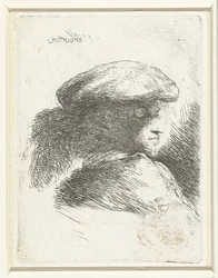 Testa di un giovane con un cappello piumato (serie di piccoli studi di teste con copricapi orientali)