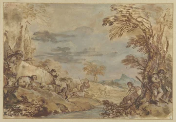 Paesaggio con mandrie in movimento