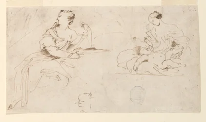 Donna seduta, madre e bambino
