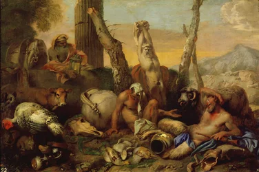La favola di Diogene, che cerca con una lanterna un uomo onesto