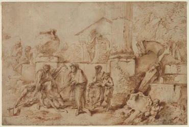 Tobia seppellisce i morti, 1640s