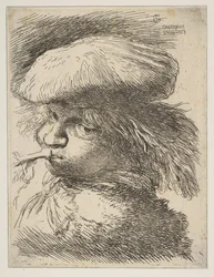Giovane con tromba rivolto a sinistra, dalla serie di Piccole Teste in Orientale, ca. 1645-1650