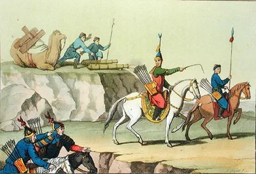 Truppa di soldati in avanzamento, illustrazione da 