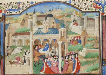 Decamerone, Partenza dei narratori del Decamerone da Firenze