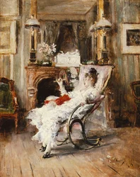 Una signora elegante con un ventaglio