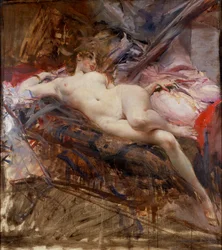 Nudo femminile teso (dipinto su tela)