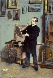 Autoritratto di Giovanni Boldini che guarda un quadro, ca 1865