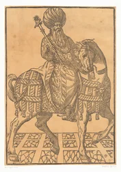 Uomo con turbante a cavallo
