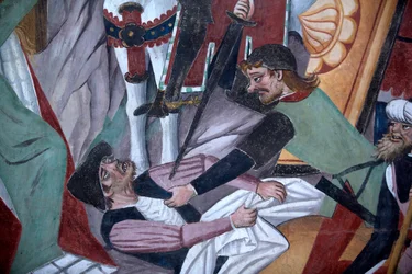 Ciclo della Passione: la crocifissione, dettaglio (affresco)