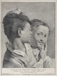 Ragazzo con cappello che tocca il viso di una ragazza, 1743