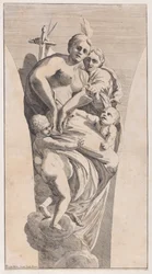 Studio per un pennacchio raffigurante Giustizia e Carità, 1630-50