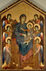 La Vergine e il Bambino in Maestà circondati da sei angeli