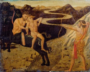 Pannello del Cassone: Ercole che Salva Deianira da Nesso