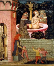 Storie di Susanna, circa 1450, pannello frontale di cassapanca dipinta (dettaglio)