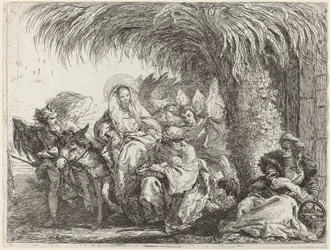 Giuseppe si Inginocchia con il Bambino davanti a Maria sull