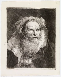 Anziano con il turbante, di profilo a destra