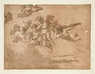Putti che volano tra le nuvole